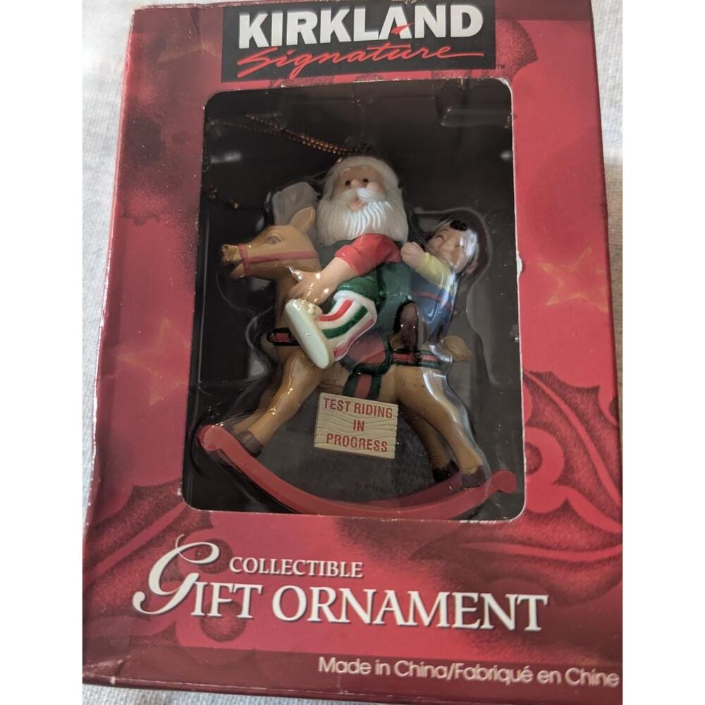 VTG Deadstock 1998 Kirkland Santa Rocking Horse Christmas Tree Ornament